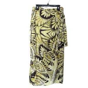Talbots Wrap Skirt Woman’s 4 Green Brown Y2K Printed Silk